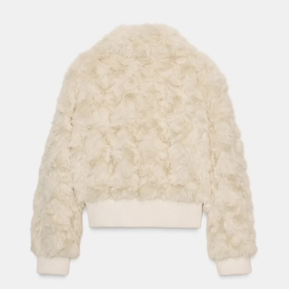 Zara Faux Fur Bomber NWT Jacket Ecru 3046/028/712 Cream XS mob wife old money - Picture 12 of 17